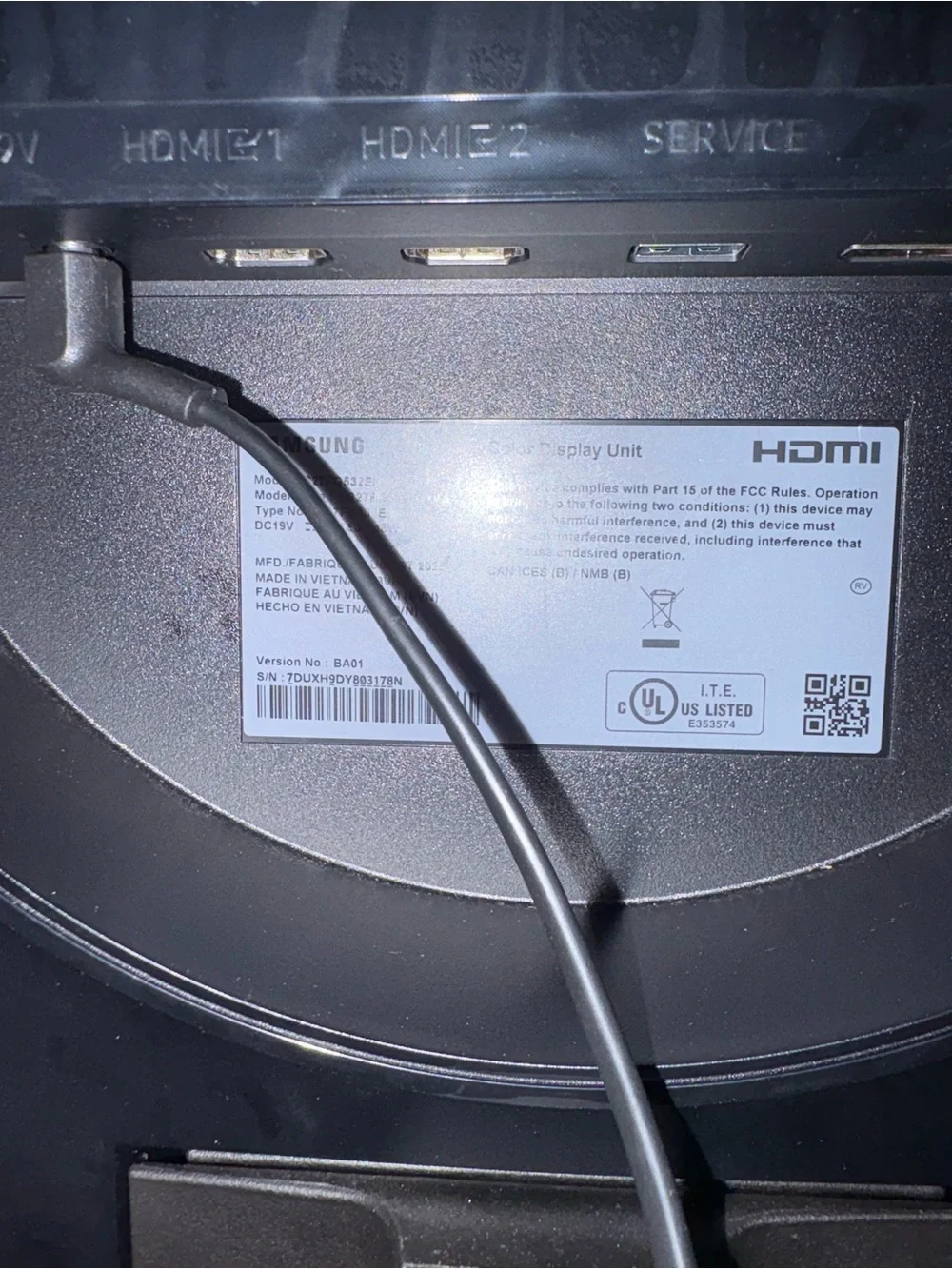 Monitor back with HDMI ports